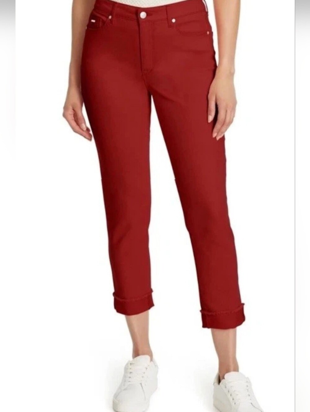Nine West Women's Terracotta Color Cropped Straight-Leg Pants.